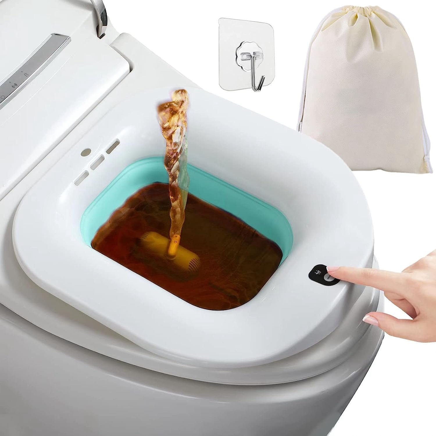 1Pc Foldable Postpartum Care Basin Sitz Toilet Seat Bidet Basin Battery Powered Toilet Bidet For Pregnant Postpartum Hemorrhoid Elderly Care 1400ML 47Oz - Image 3
