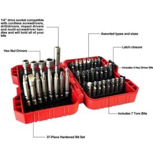 37 Piece Impact Screwdriver Bit Set Nut Driver Torx Phillips Tool Magnetic Drill - Image 2
