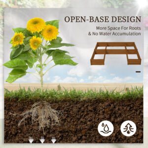 Raised Garden Bed, Set of 5 Large Wooden Box Planters for Outdoor Plants Vegetables Flowers Herbs, 7.5x7.5x1ft, Brown - Image 8