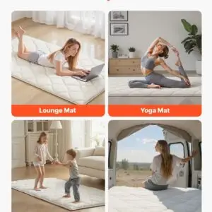 Japanese Tatami Mat, Twin Size Foldable Japanese Tatami Mattress, Futon Mattress With Storage Bag & Fastener, 9-Layer Floor Mat For Sleeping, Dormitory, Meditation, Yoga, 80 X 39 X 2.5 In, White - Image 6