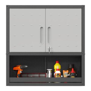 Metal Wall-Mounted Tool Storage Cabinet With Locking Door And 1 Shelf 1 Opened Drawer For Garage Warehouse,Office,Assembly Required - Image 11