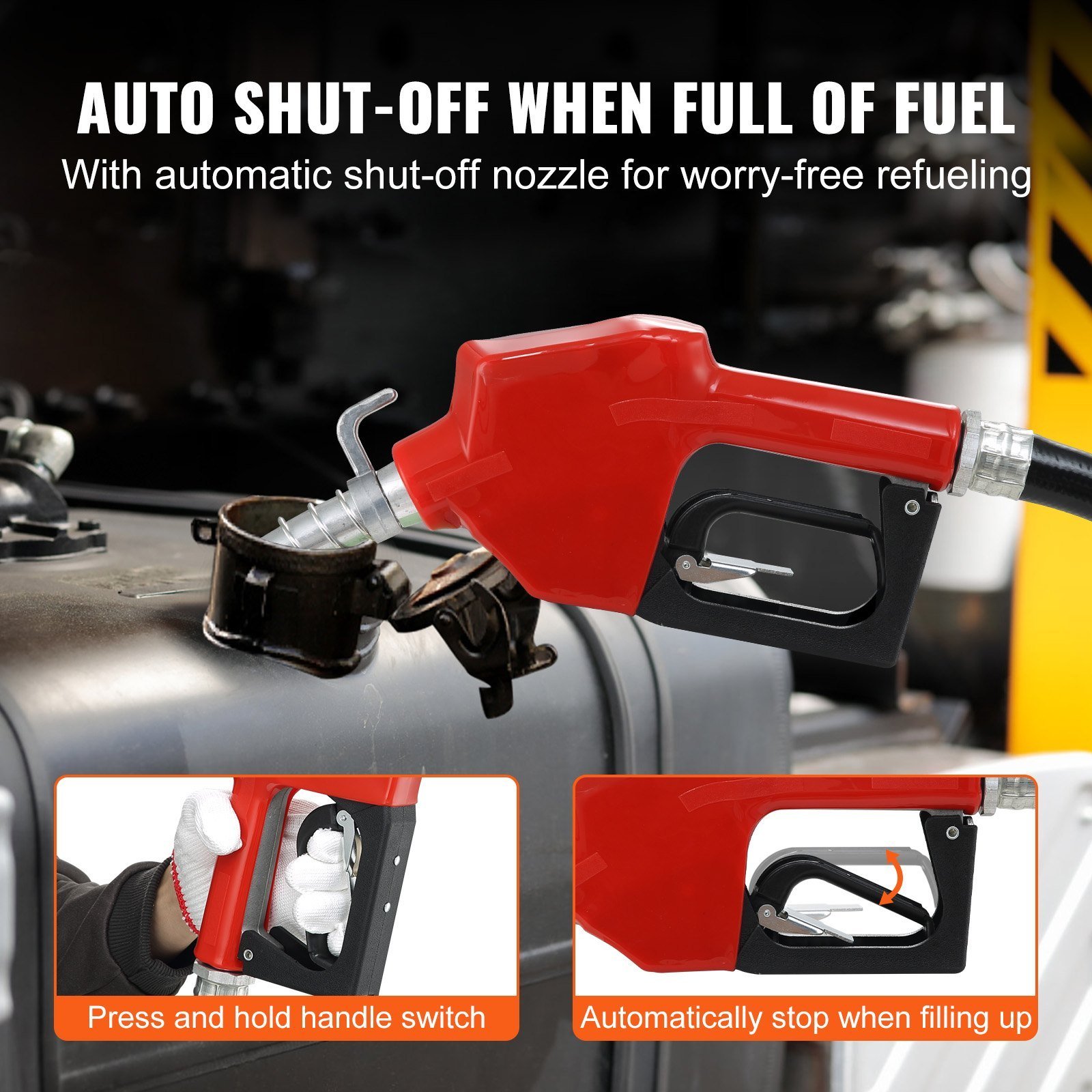 Fuel Transfer Pump, 12V DC 16 GPM 1/4 HP, Gasoline Extractor Pump With Automatic Nozzle, Discharge Hose & Suction Pipe For Gasoline, Diesel, Kerosene, Ethanol & Methanol Blends, And Biodiesel - Image 3
