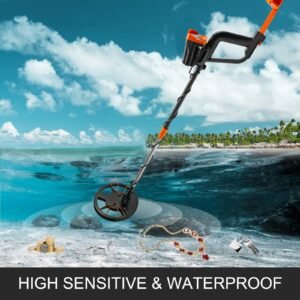 Metal Detector Waterproof Disc Metal Detectors Underwater Underground High Accuracy LCD Display Metal Detector For Adults And Children Headphone Automatic Detector Yellow 3010 - Image 5