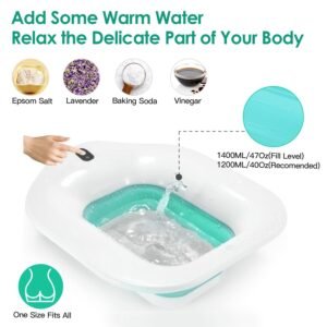 1Pc Foldable Postpartum Care Basin Sitz Toilet Seat Bidet Basin Battery Powered Toilet Bidet For Pregnant Postpartum Hemorrhoid Elderly Care 1400ML 47Oz - Image 5
