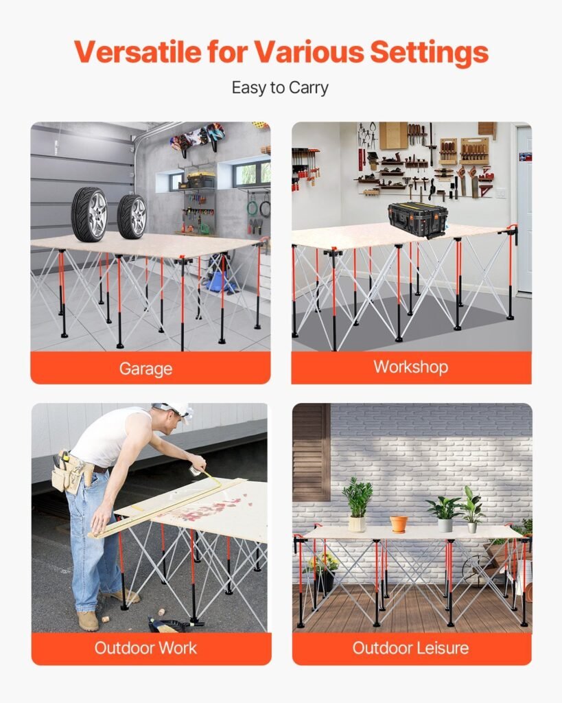 Portable Folding Workstand 6.12 X 4.14ft Collapsible Work Stand 4500lbs Capacity