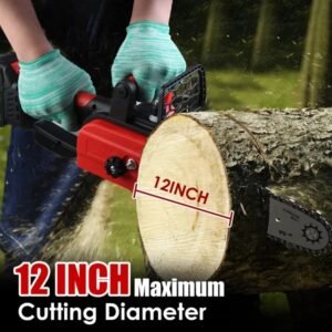 12-Inch Cordless Electric Chainsaw With 2 X 21V 1.5Ah/3.0Ah Batteries & Charger - Brushless Motor, Auto Oiler, Safety Switch For Tree Trimming, Wood Cutting, And Yard Maintenance - Image 4