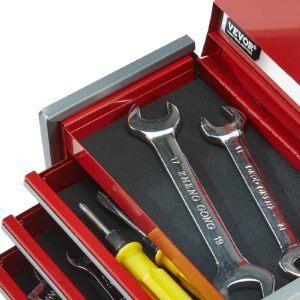 Tool Box 8.6-inch Portable Metal Tool Box 3 Drawers Tool Organizer Red - Image 5