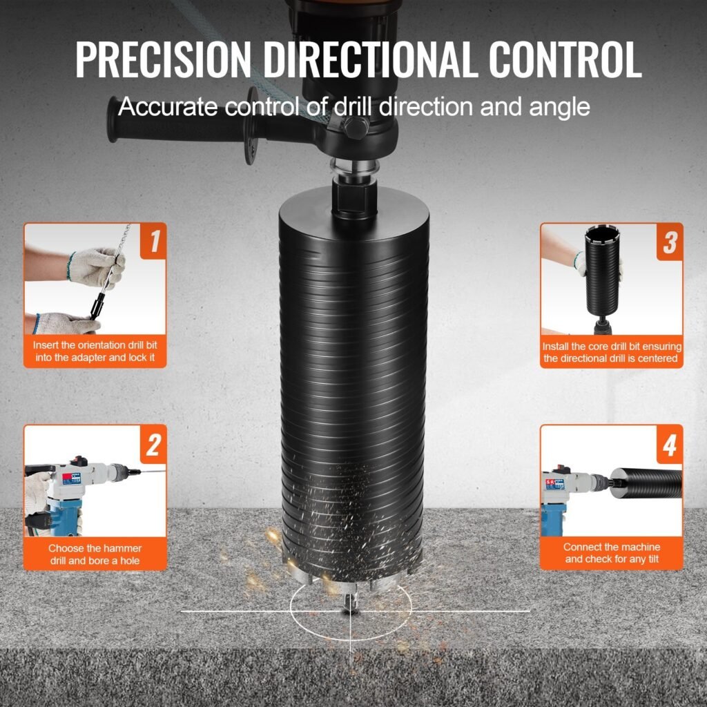 Core Drill Bit, 4' Wet/Dry Diamond Core Drill Bits For Brick And Block, Concrete Core Drill Bit With Pilot Bit Adapter And Saw Blade, 9.5' Drilling Depth, 5/8'-11 Inner Thread, Laser Welding