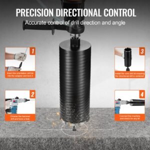 Core Drill Bit, 4' Wet/Dry Diamond Core Drill Bits For Brick And Block, Concrete Core Drill Bit With Pilot Bit Adapter And Saw Blade, 9.5' Drilling Depth, 5/8'-11 Inner Thread, Laser Welding - Image 3