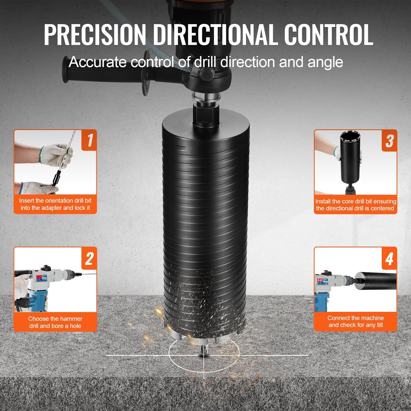 Core Drill Bit, 4' Wet/Dry Diamond Core Drill Bits For Brick And Block, Concrete Core Drill Bit With Pilot Bit Adapter And Saw Blade, 9.5' Drilling Depth, 5/8'-11 Inner Thread, Laser Welding - Image 3