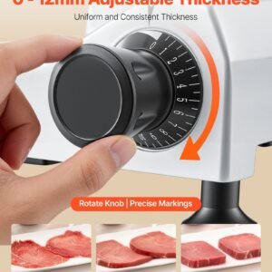 10" Commercial Meat Slicer, 240W Electric Deli Food Slicer With Carbon Steel Blade, Built-In Sharpener & 0-0.47" Adjustable Thickness For Frozen Meat, Ham, Baguett, Steak, UL Approved - Image 4