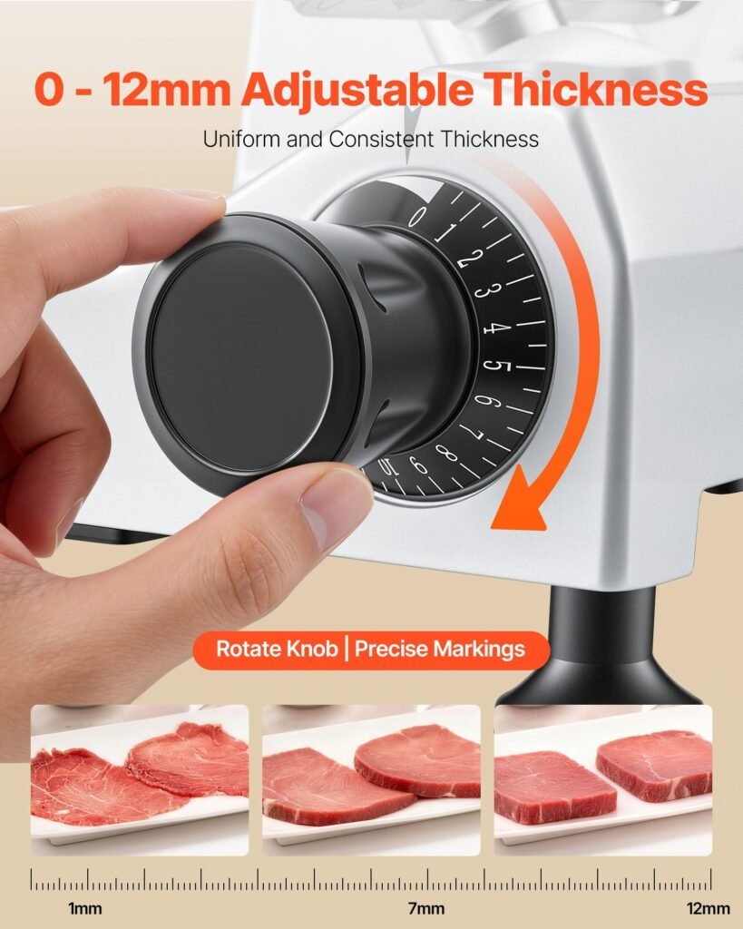 10" Commercial Meat Slicer, 240W Electric Deli Food Slicer With Carbon Steel Blade, Built-In Sharpener & 0-0.47" Adjustable Thickness For Frozen Meat, Ham, Baguett, Steak, UL Approved