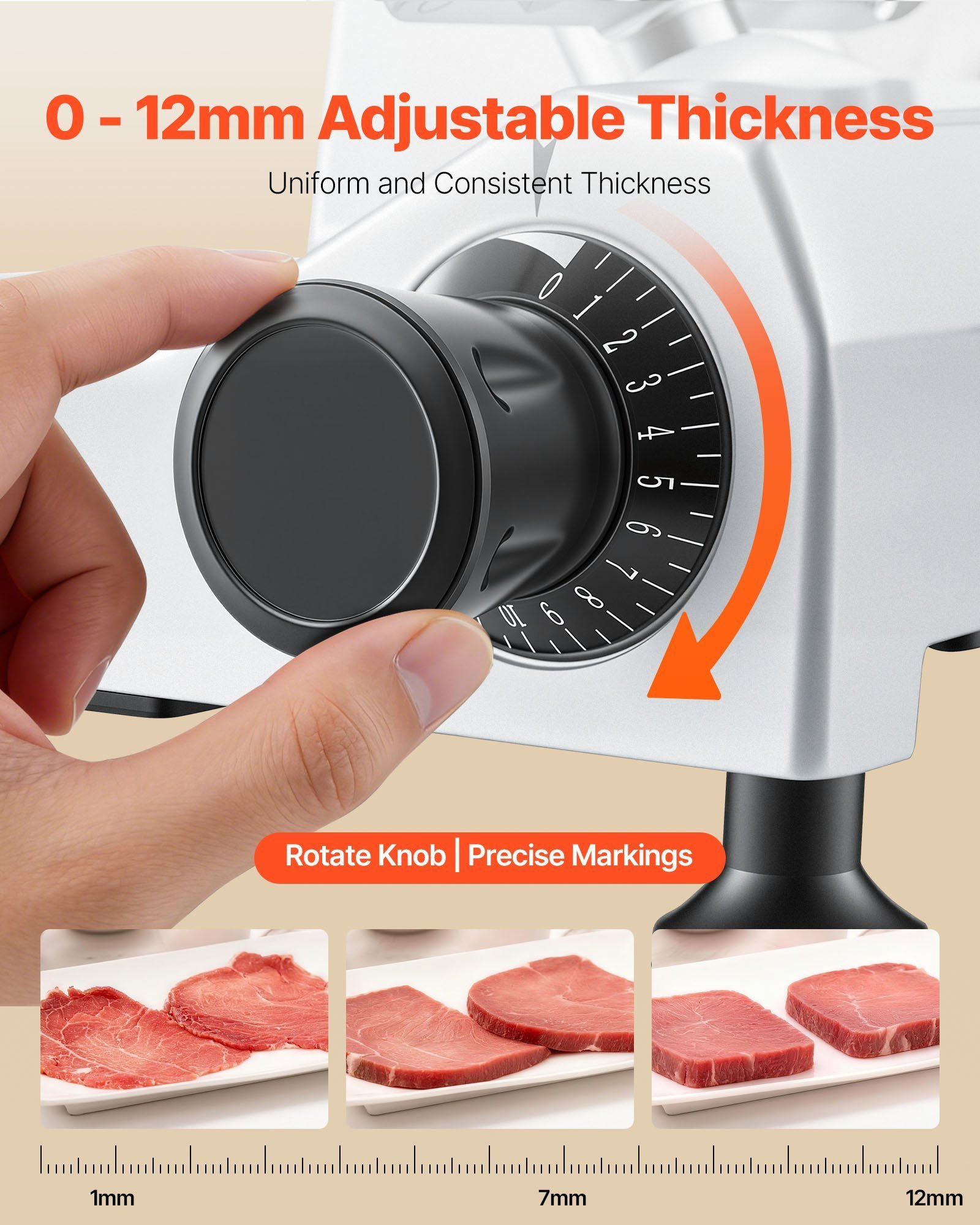 10" Commercial Meat Slicer, 240W Electric Deli Food Slicer With Carbon Steel Blade, Built-In Sharpener & 0-0.47" Adjustable Thickness For Frozen Meat, Ham, Baguett, Steak, UL Approved - Image 4