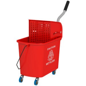 Compact Mop Bucket with Wringer, Mop Bucket on Wheels for Floor Cleaning, 21 Quart, Separate Dirty and Clean Water, Red - Image 9