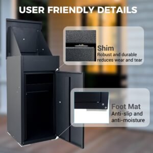 Package Delivery Box for Outside,  Cold-Rolled Steel Delivery Box for Packages & Mails, Anti-Theft Lockable Large Mailbox for Porch, House, Curbside, Black - Image 2