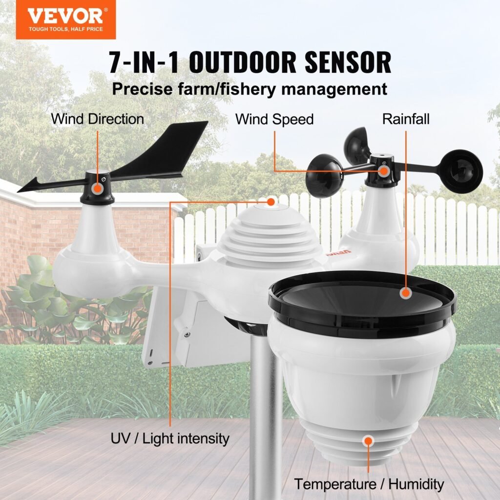 7-in-1 Wi-Fi Weather Station 7 In TFT Display Wireless Outdoor Sensor