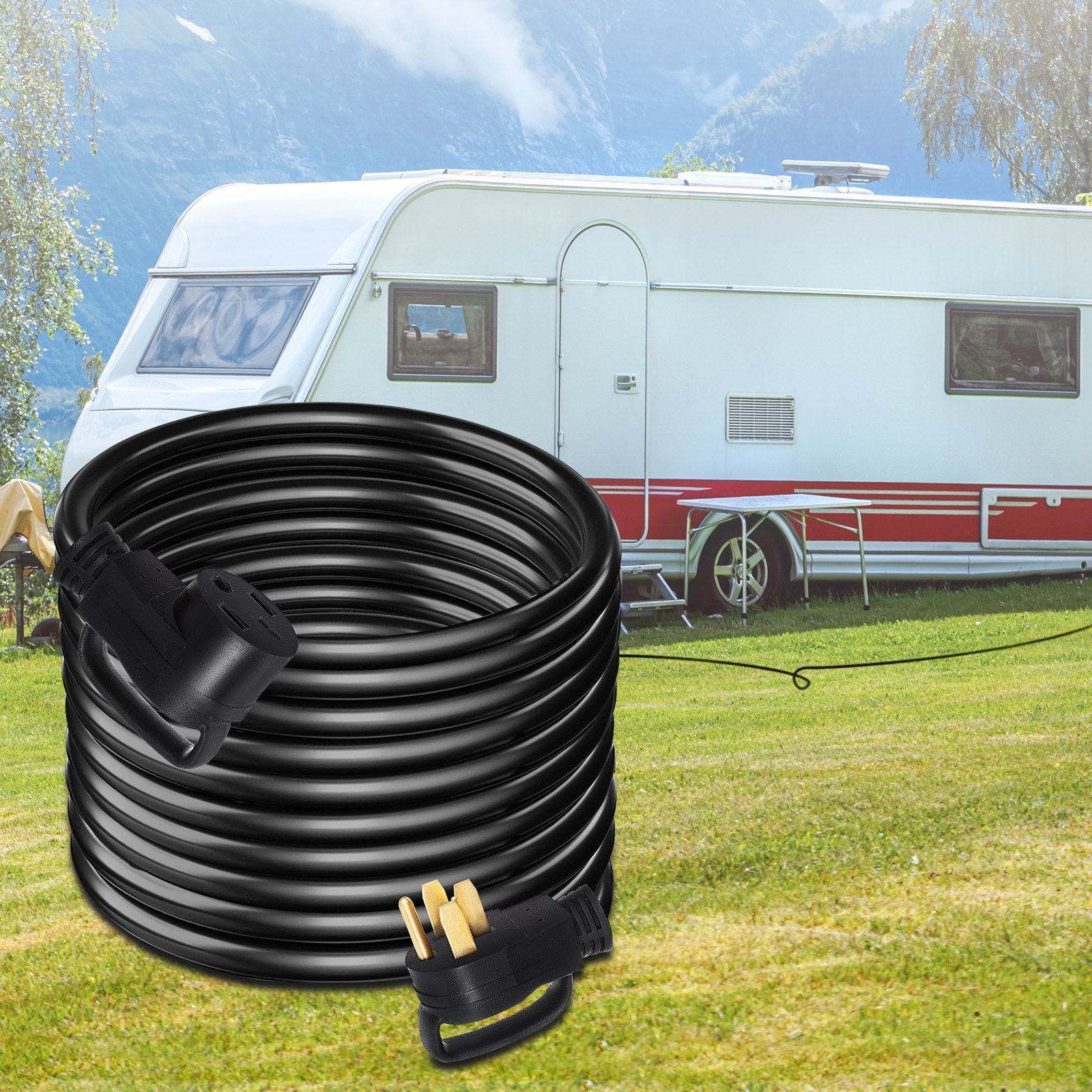25Ft 50 Amp RV Extension Cord Durable Premium Power Cord RV 26.5mm Wire Diameter Extension Cord Copper Wire RV Cord Power Supply Cable For Trailer Motorhome Camper With Handles - Image 6