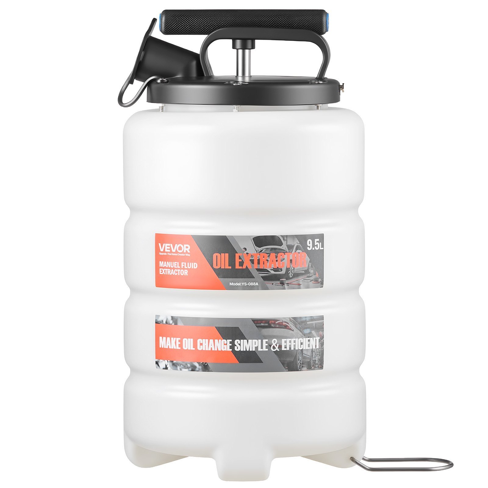 Fluid Extractor, 9.5 L Capacity, Manual Vacuum Oil Extractor Pump With 59 In Long Horse & Three 47 In Extension Tubes, Oil Change Pump With HDPE Tank For Cars, Lawn Mowers, Boats, Motorcycles - Image 1