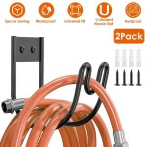 2Pack Heavy Duty Garden Hose Holder Stainless Steel Hose Hook Metal Hose Rack Reel Organizer For Water Hose Extension Cords - Image 1