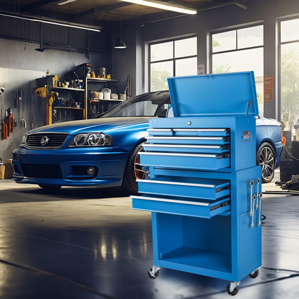 Tool Chest, 8-Drawer Rolling Tool Storage Cabinet With 2 In 1 Detachable Top Tool Box, Lockable Wheels, Metal Tool Cart For Garage