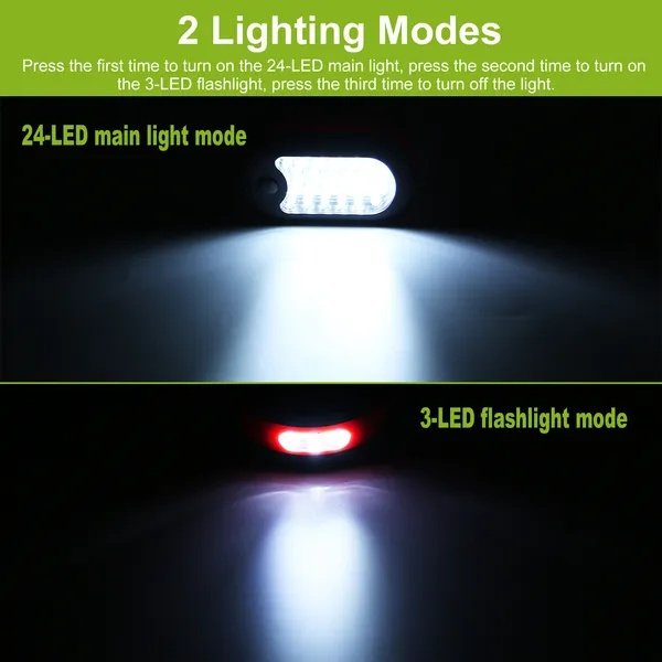 Compact Work Light 27LEDs Hang Lights Portable Magnetic Flashlight With Hook For Camping Hiking Emergency