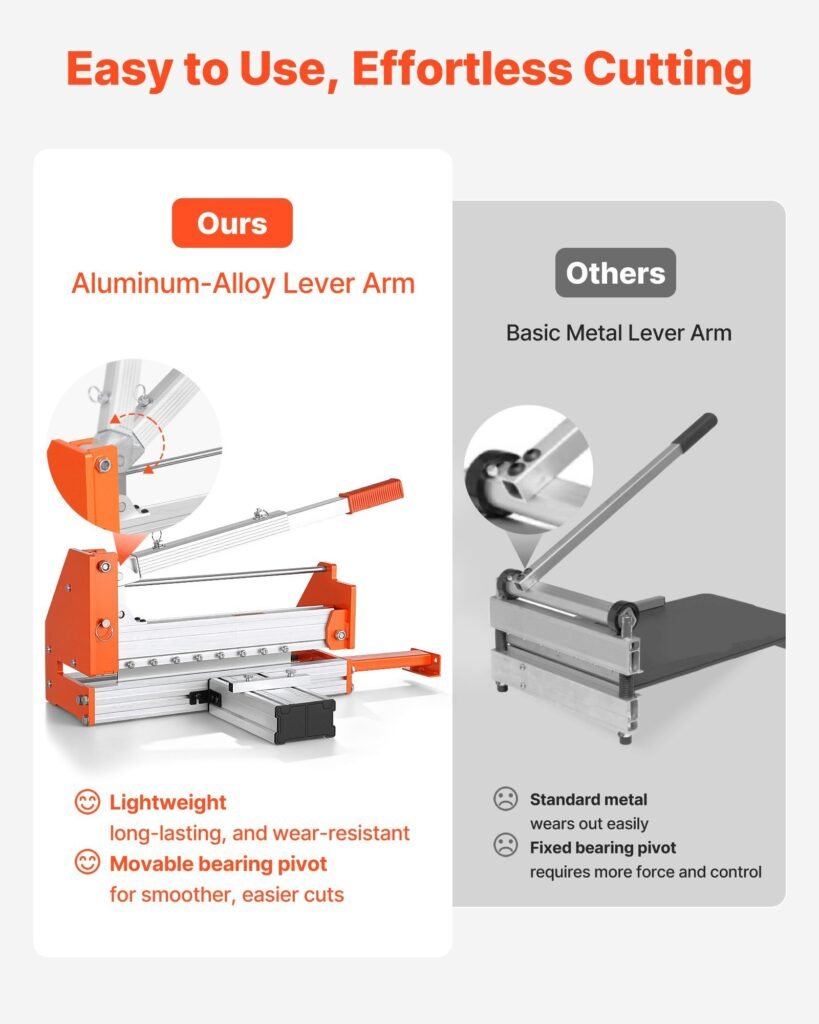 12 Inch Vinyl Floor Cutter, 12mm Thick Laminate Flooring Cutter With Upgraded Labor-Saving Aluminum-Alloy Lever, Telescoping Support Plate, Cuts Certain Engineered Wood, LVT, VCT, SPC, LVP, WPC