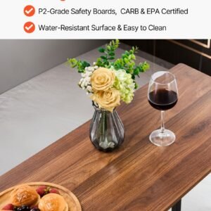Bar Table, 3PCS 47″ Bars Tables Set, Bar Tables And Chair Set With Rounded Edge Design, Rectangular Pub Table With Two Stools For Office Desk, Breakfast Corner, Mini Bars, Rustic Brown, Black - Image 4