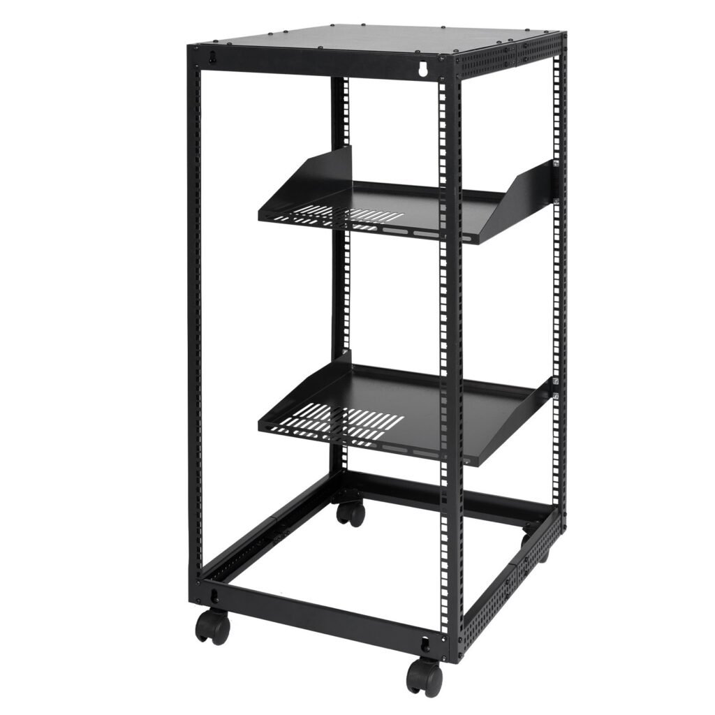 20U Open Frame Server Rack, 15''-40'' Adjustable Depth, Free Standing Or Wall Mount Network Server Rack, 4 Post AV Rack With Casters, Holds All Your Networking IT Equipment AV Gear Router Modem