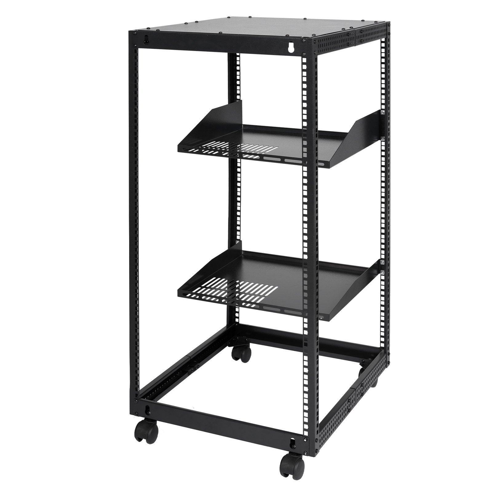 20U Open Frame Server Rack, 15''-40'' Adjustable Depth, Free Standing Or Wall Mount Network Server Rack, 4 Post AV Rack With Casters, Holds All Your Networking IT Equipment AV Gear Router Modem - Image 1