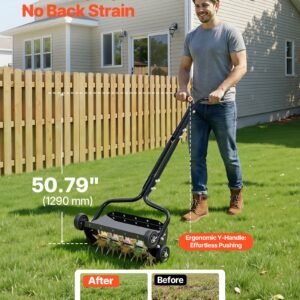 Lawn Aerator, 18 In Manual Push Spike Aerator With 4 Wheels & Handle, Heavy Duty Grass Aerators, Supports 40 Lbs Added Weight, Rolling Lawn Aeration Tool For Garden Yard Aeration Soil Health - Image 2