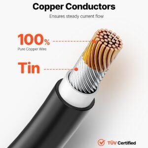 100FT Solar Panel Extension Cable 10AWG Waterproof PV 6mm² Cable Black - Image 5