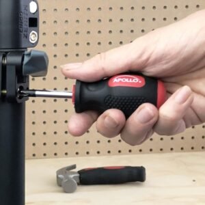 Apollo Tools 4 Piece Stubby Tool Set Mini Hammer Screwdriver And Wrench Red - Image 3