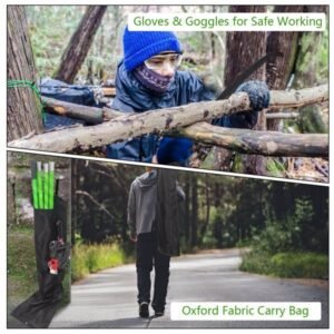 2-in-1 Manual Pole Saw 8.23-15.12FT Extendable Tree Pruner - SK5 Steel Pruner, Double-Hooked Saw Blade, Oxford Storage Bag , Goggles,Gloves For Tree Trimming - Image 6