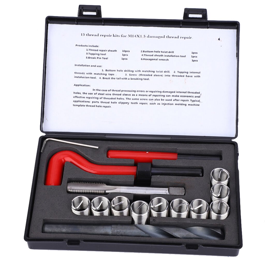 15 Pcs Thread Inserts M14x1.5 Female Thread Repairing Accessory Assortment Kit