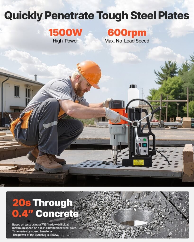 Magnetic Drill Press Mag Drill Press 1550 W 2.4 In Boring Dia 0-600 RPM