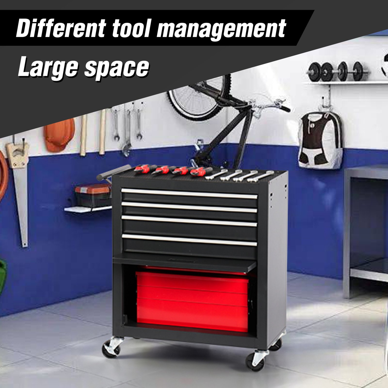 4-drawer Rolling Toolbox With 4-wheel Toolbox With Drawers - Image 8