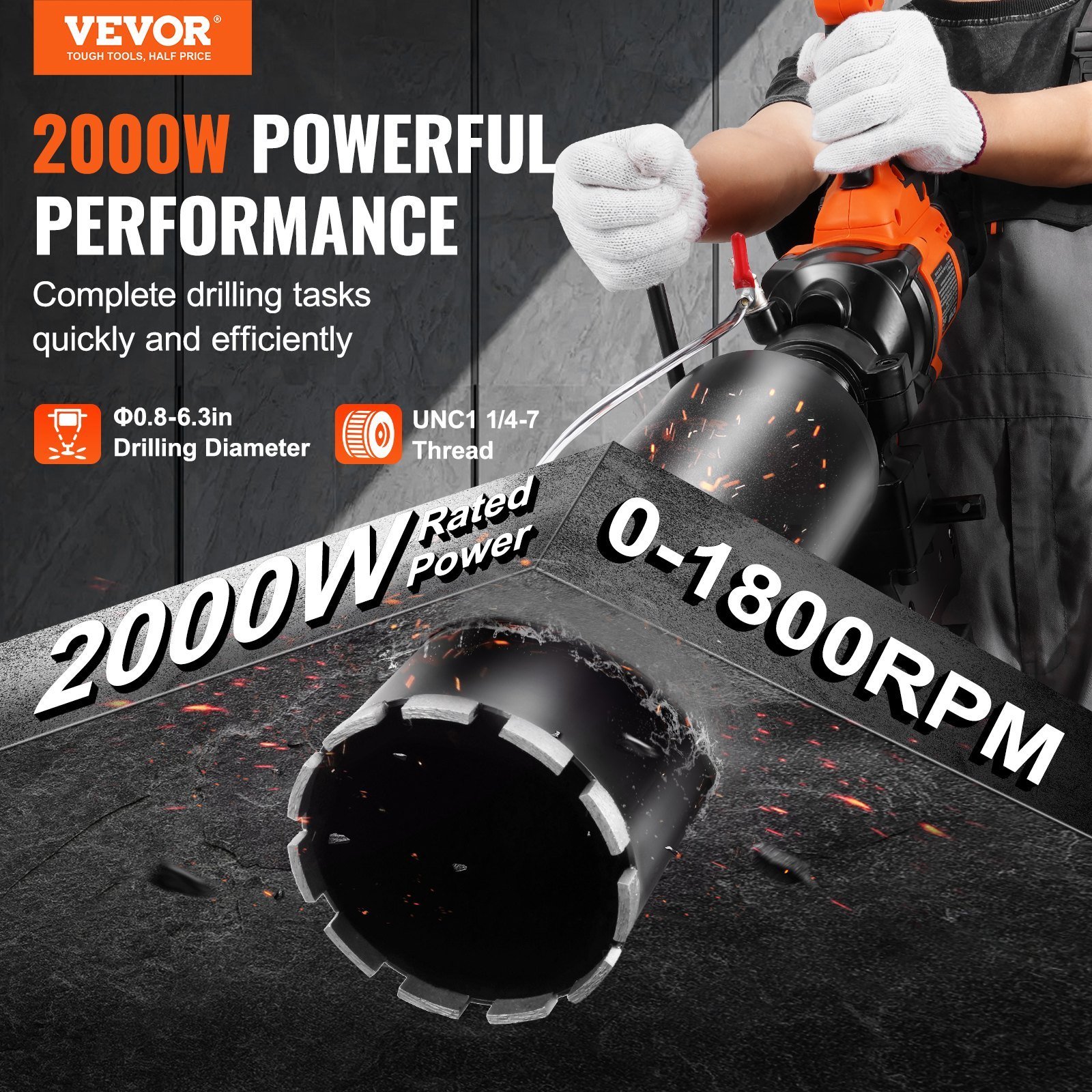 Core Drill Machine 0.8-6.3in Dia 2000W Handheld And Stand Core Drill Rig - Image 3