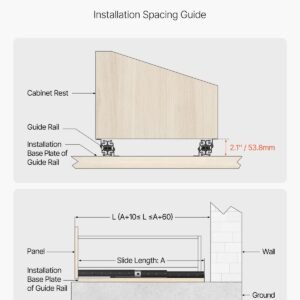 Undermount Drawer Slides 16 Inch Under Stair Cabinet Rails 260 LB Load - Image 4