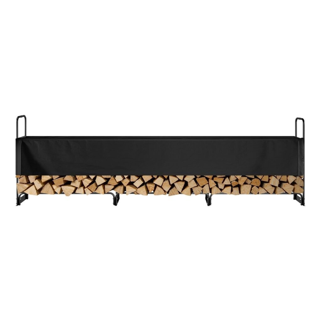 12.7FT Outdoor Firewood Rack With Cover, 152x14.2x46.1in,Heavy Duty Firewood Holder & 600D Oxford Waterproof Cover For Fireplace, Patio, Indoor/Outdoor Log Storage Rack For 3/4 Cord Of Firewood