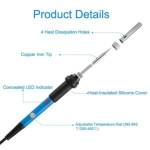 Soldering Iron 110V 60W Adjustable Temperature PCB Electric Welding Iron With 5Pcs Different Tips - Image 5