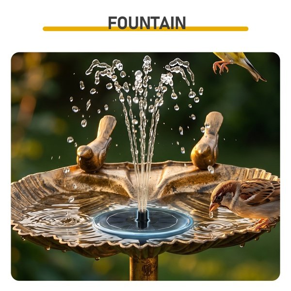 50x36x81cm Antique Bronze Resin Bird Bath With Shell Edge & 1.4W Solar Fountain