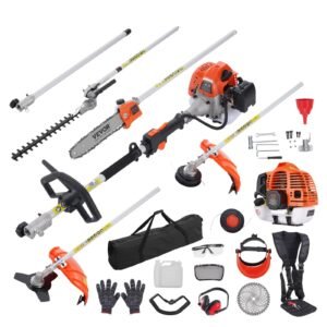 52CC 6-in-1 Multi-Functional Trimming Tools, Gas Hedge Trimmer, Weed Eater, String Trimmer, Brush Cutter, Edger, Pole Saw Chainsaw Pruner With Extension Pole - Image 1