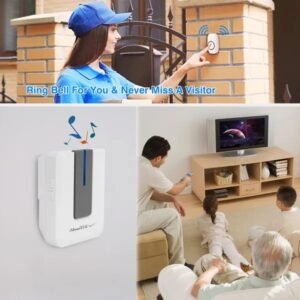 Wireless Doorbells Rings 1000FT Operating Range IP44 Waterproof Door Chime - Image 3
