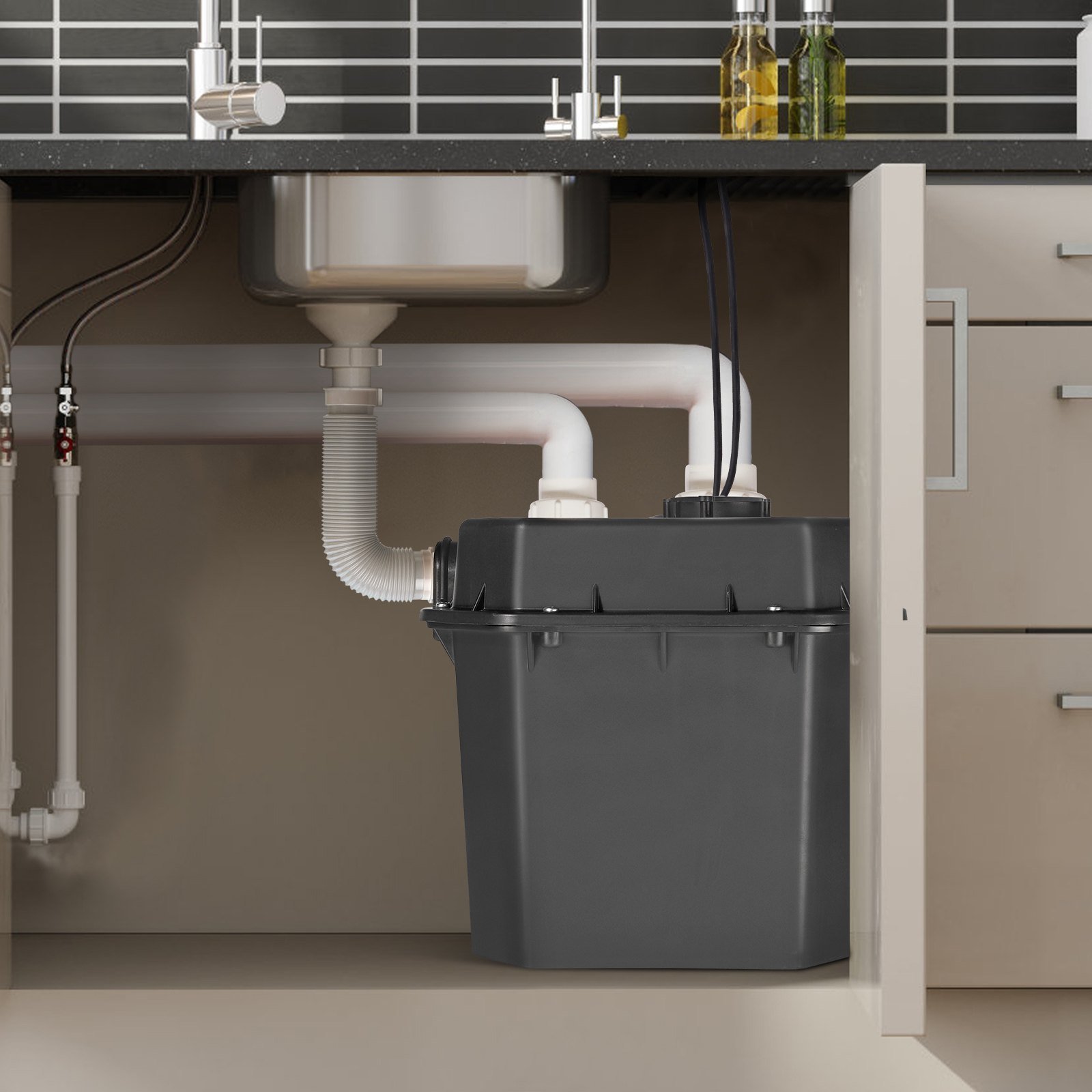 Utility Sink Pump, 1/3 HP, 120-Volt, 2900 GPH Flow, 25 Ft Head, Under-Sink Sump Pump System With 6 Gallon Basin, Automatic Utility/Laundry Sink Pump, Drain Pump With 1-1/2" NPT Outlet, Black - Image 6