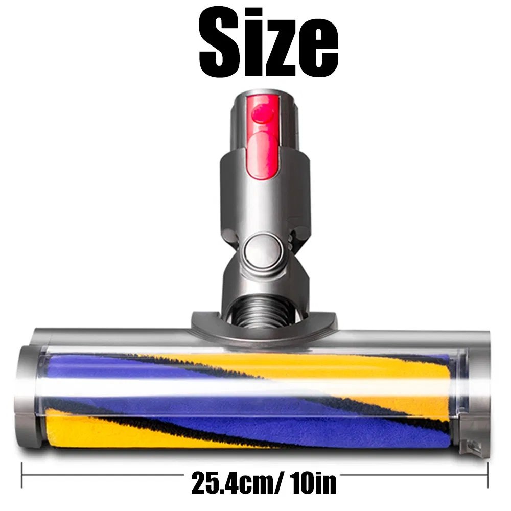 Electric Floor Brush Bristle Soft Fleece Roller Brush For Dyson V7 V8 V10 V11 V7 V11XB Vacuum Cleaner Models, Yellow And Blue Soft Fleece (Green Light)