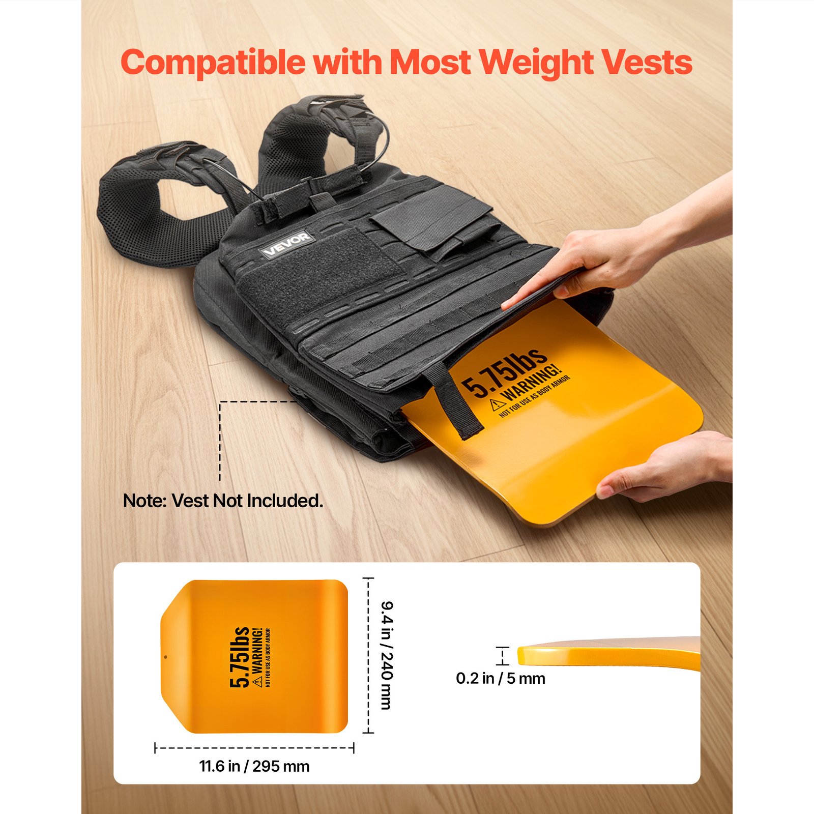 Curved Weight Vest Plates, 5.75 LB Pairs, Premium Steel Tactical Weighted Plates For Vest, Ergonomic Design, For Strength Endurance Training, Running, Jogging, Fitness, Heavy Workouts - Image 3