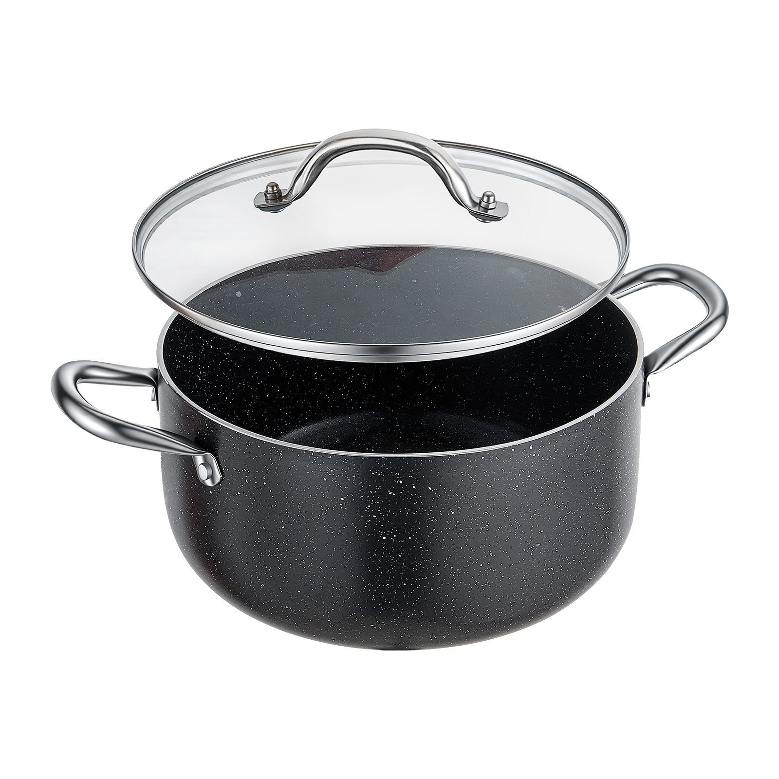 Aluminum Stock Pot, 6-Quart Nonstick Ceramic Coated Pot With Glass Lid, PFOA-Free, PFAS-Free, Compatible With Gas Stoves, Induction Cooktops, Electric Stoves, For Soups, Stews, And Pasta - Image 1
