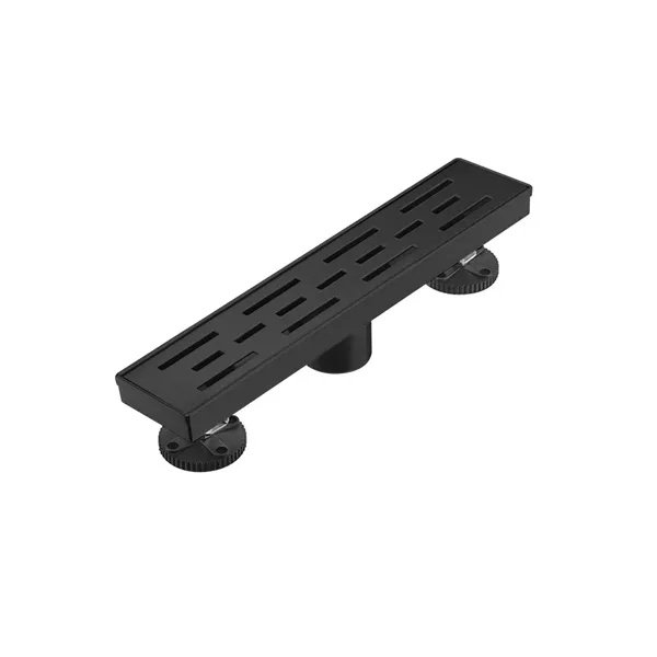 12 Inch Linear Shower Drain With Removable Brick Patterned Grate Cover, 304 Stainless Steel Shower Floor Drain With Hair Strainer And Leveling Feet