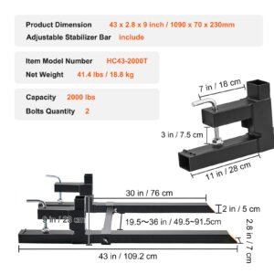 VEVOR Pallet Forks, 2000 Lbs Clamp On Pallet Forks,Total Length Tractor Bucket Forks With Adjustable Stabilizer Bar, Heavy Duty Pallet Forks For Tractor Attachments, Skid Steer, Loader Bucket - Image 9