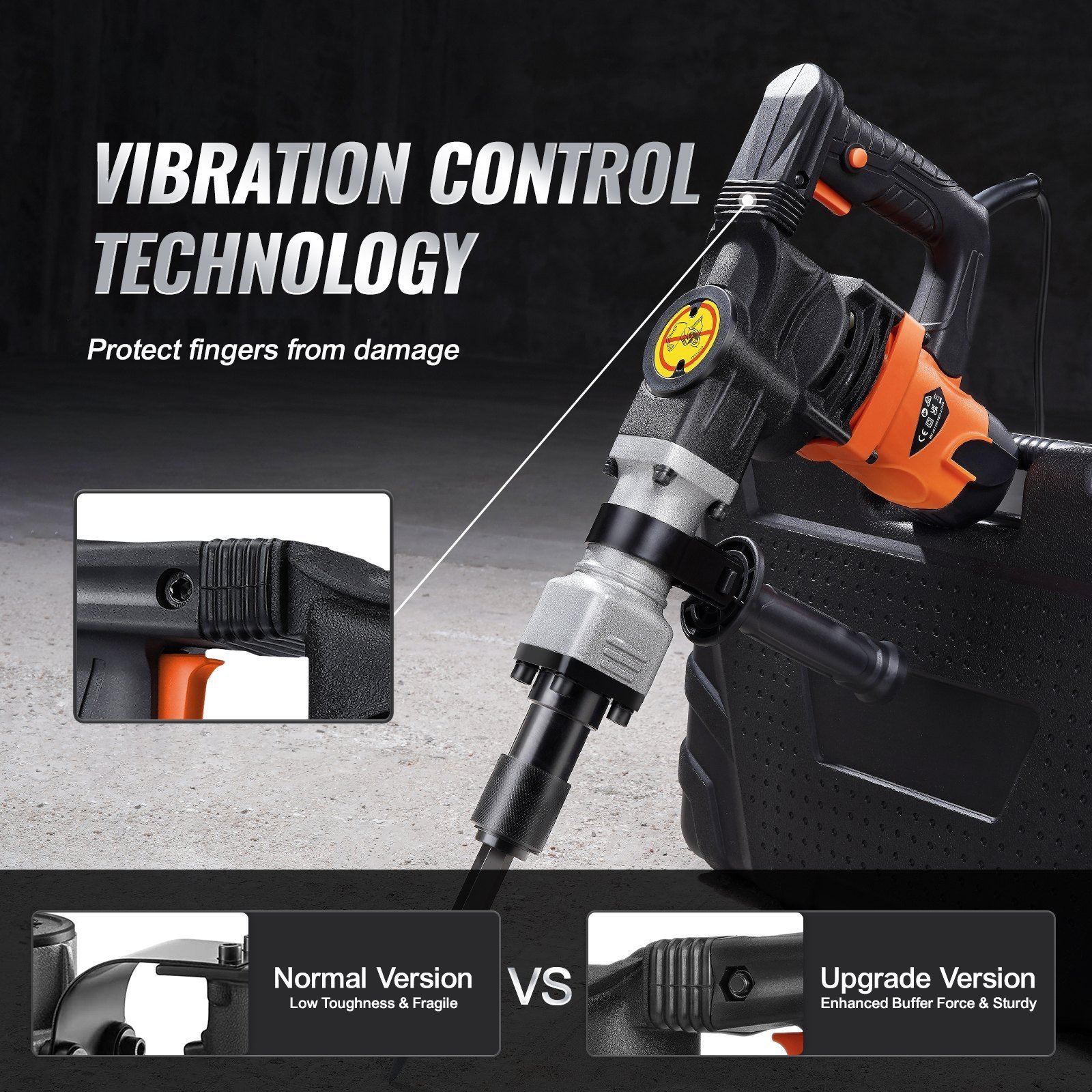 Demolition Jack Hammer Concrete Breaker 1400W Electric Hammer 2 Chisel Bit - Image 2